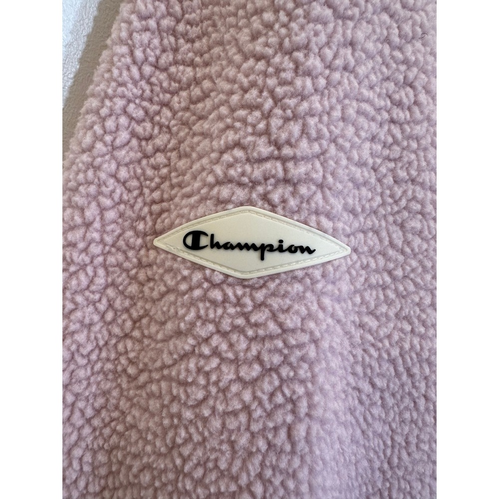 Champion Womens XL Sherpa Fleece‎ Hoodie Lavender Pink Pullover Kangaroo Pocket
